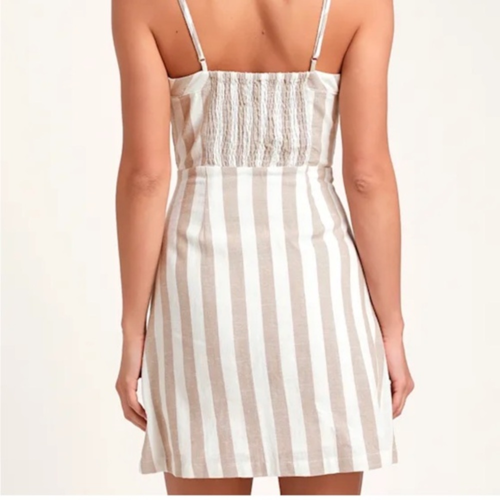 Lulus Striped Linen Blend Mini Dress XS Button Front Summer Beach - Picture 2 of 8